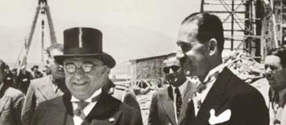 With I. Metaxas at the foundation stone ceremony of the Artillery Shell Plant, 1936