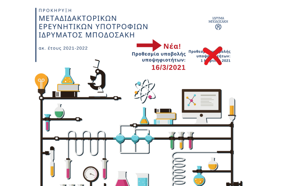 Παράταση προθεσμίας υποβολής αιτήσεων για το Πρόγραμμα Μεταδιδακτορικών Ερευνητικών Υποτροφιών ακαδ. έτους 2021-2022 στη μνήμη του «Σταμάτη Γ. Μαντζαβίνου»